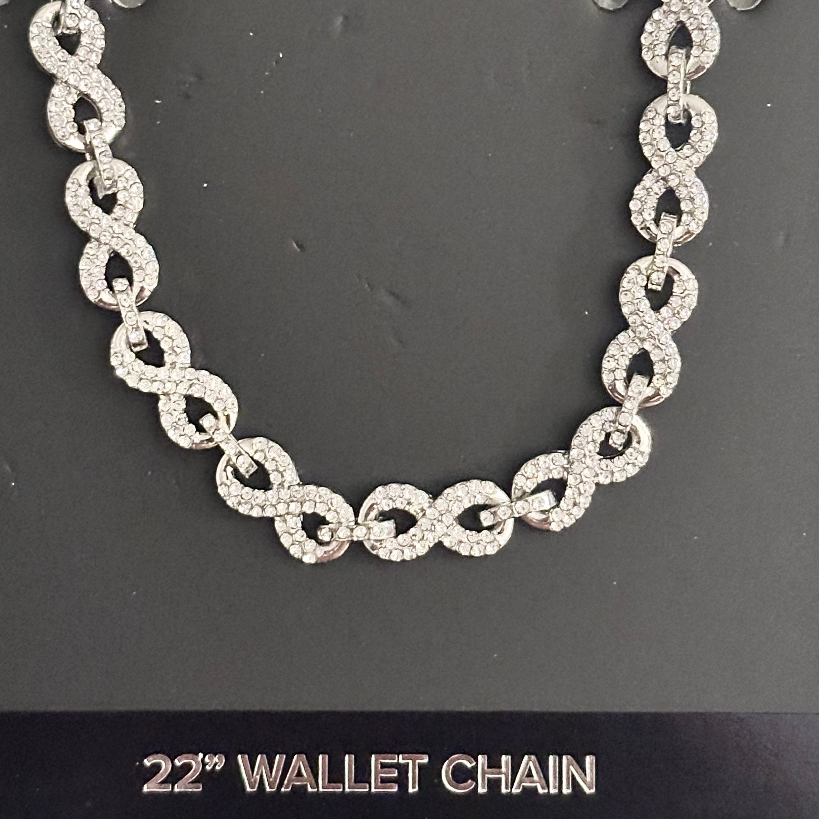 Jewelry Essentials Iced Infinity Link Pant Chain (Silver) BKC-271S