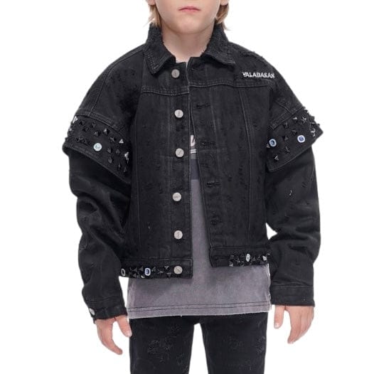Kids Valabasas Scavenged Denim Jacket (Black Waxed) VPLAY-VJK1-1030