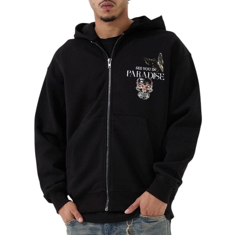 See You In Paradise Butterfly Effect Zip Up Hoodie (Black) 8267H