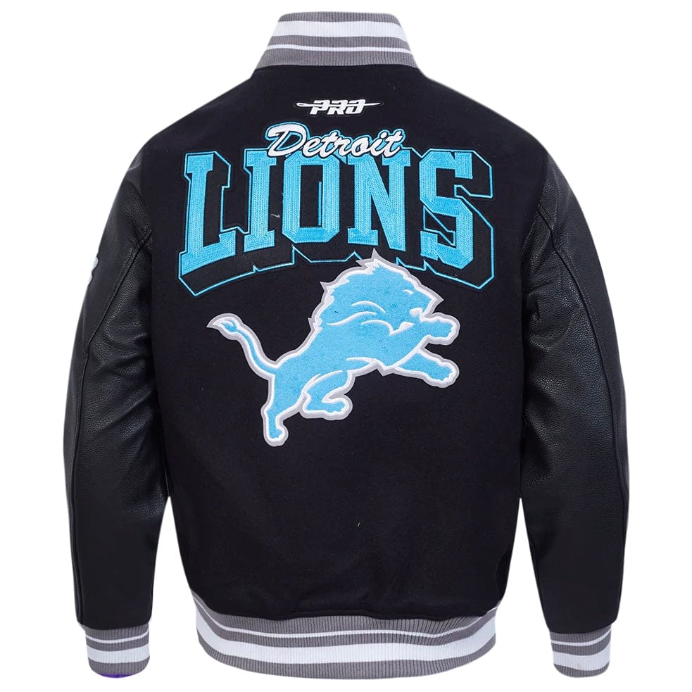 Pro Standard NFL Detroit Lions Team Badge Men's Varsity Jacket (Black/Gray)