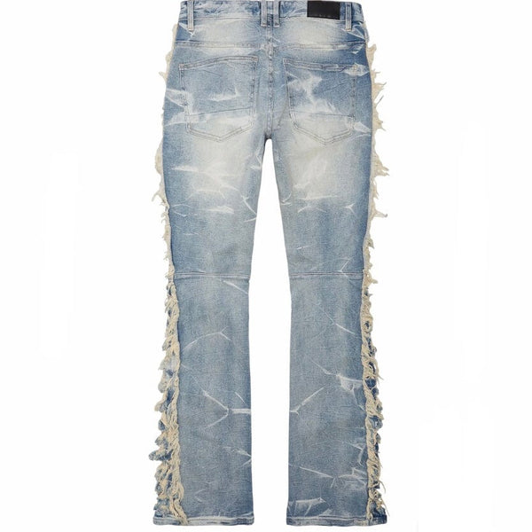 Smoke Rise Frayed Stacked Denim Jeans (Bergen Blue) JP23607