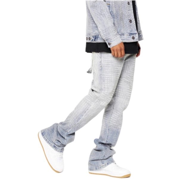Valabasas Mr. Embroidery Denim Stacked Flare Jean (Icy Azure) VLBS3483