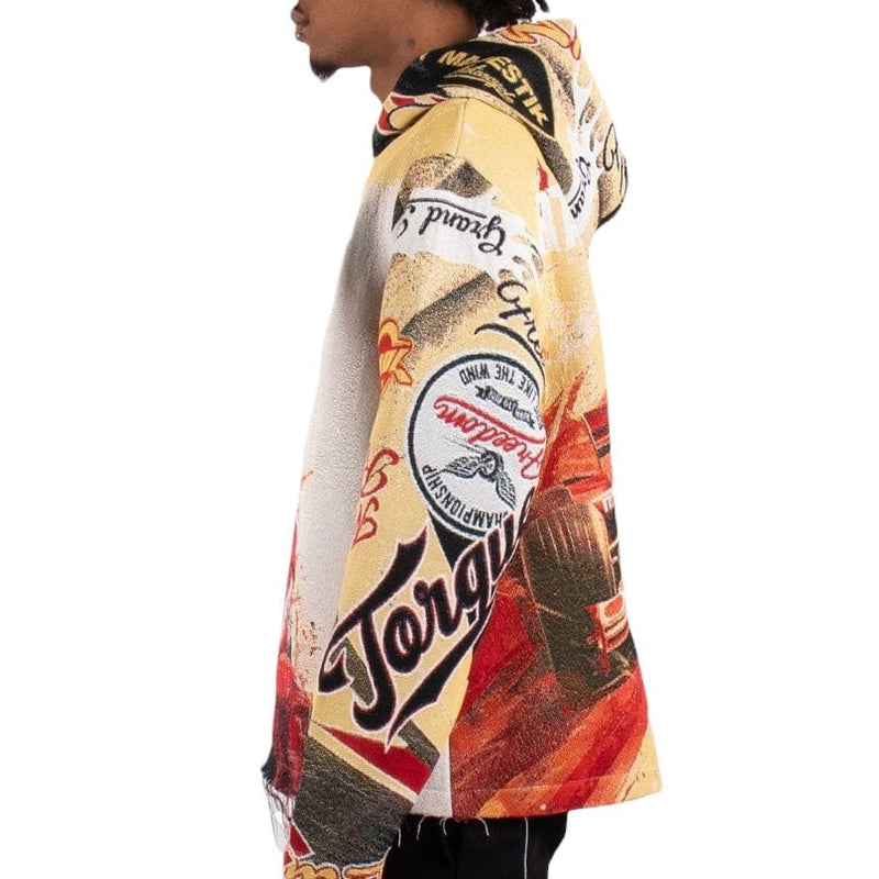 Majestik F1 Racer Tapestry Jacquard Long Sleeve Hoodie (Beige) TH2424