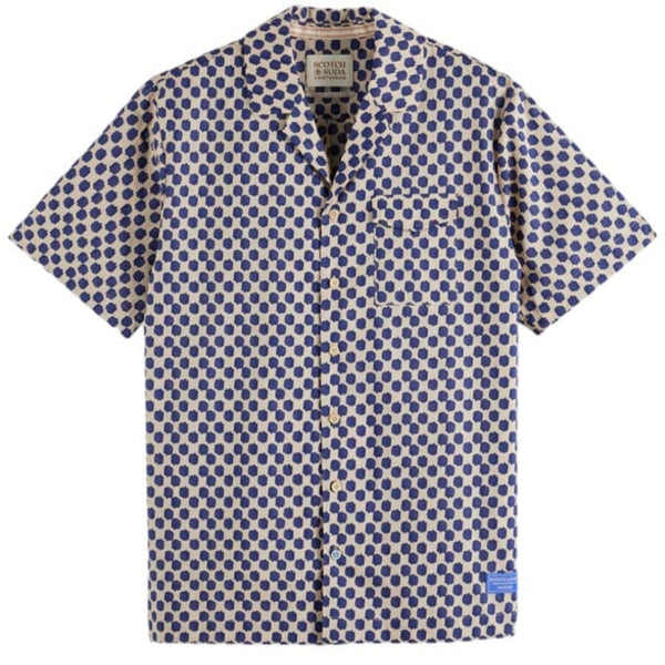 Scotch & Soda Polka Dot Printed Short Sleeve Shirt (Polka Navy Blue) 177060