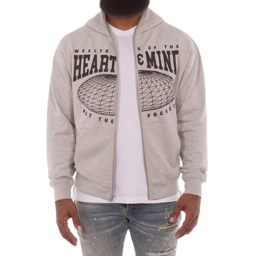 Billionaire Boys Club BB Hmu Zip Front Hoodie (Heather Grey) 851-1304