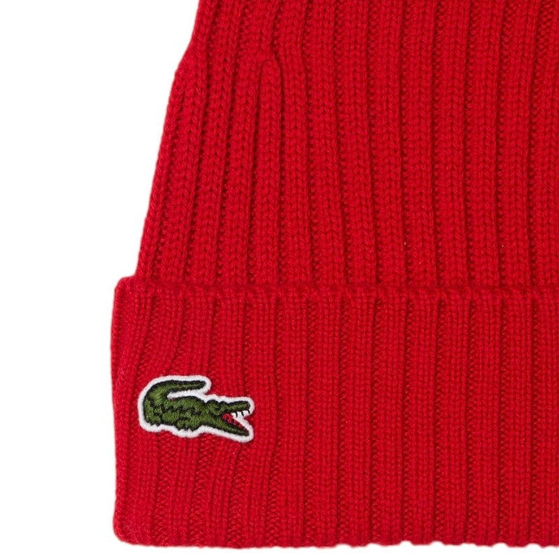 Lacoste Unisex Ribbed Wool Beanie USA Man City RB0001-51 (Red) –