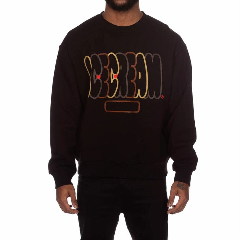 Ice Cream Camo Letters LS Sweatshirt (Black) 441-6311