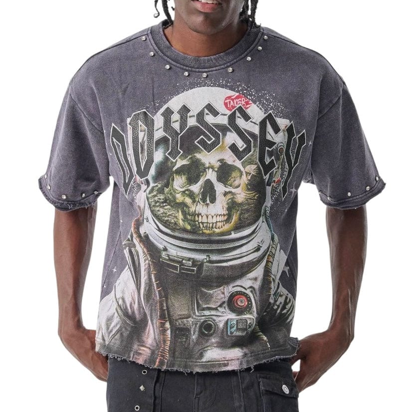 Taker Digital Print Cropped T Shirt (Gray) T5202