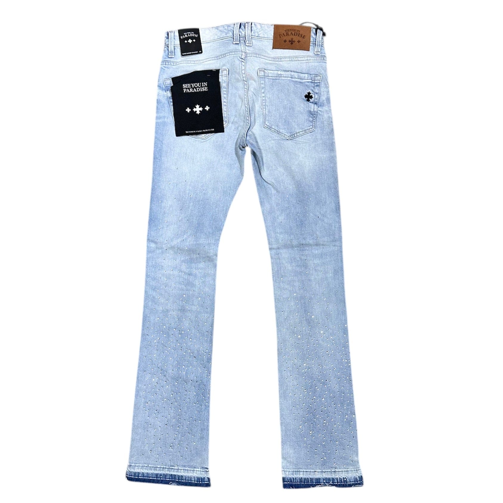 See You In Paradise Rhinestones Stacked Denim (Ice Blue) JTF2315
