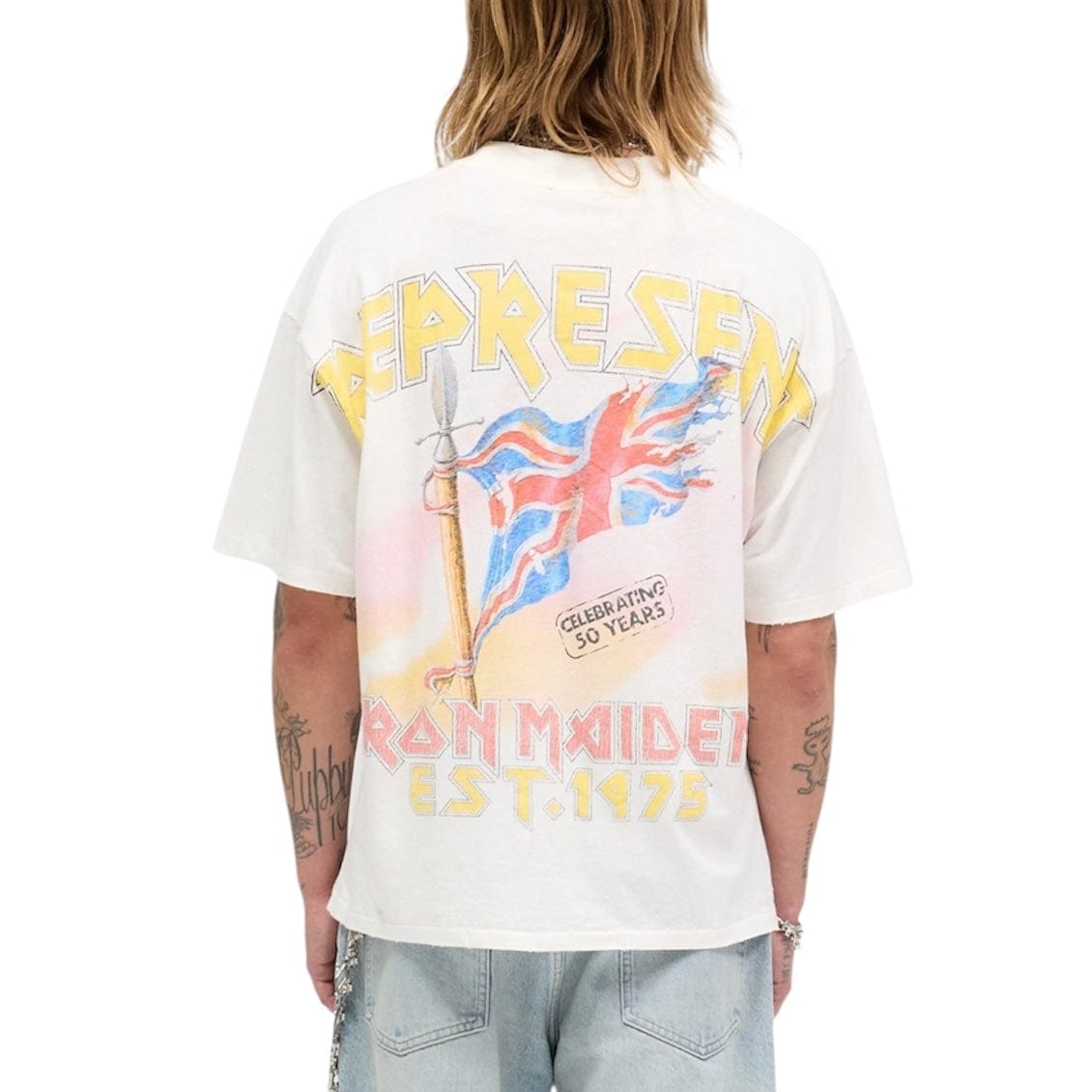 Represent X Iron Maiden Steed T Shirt (Flat White)