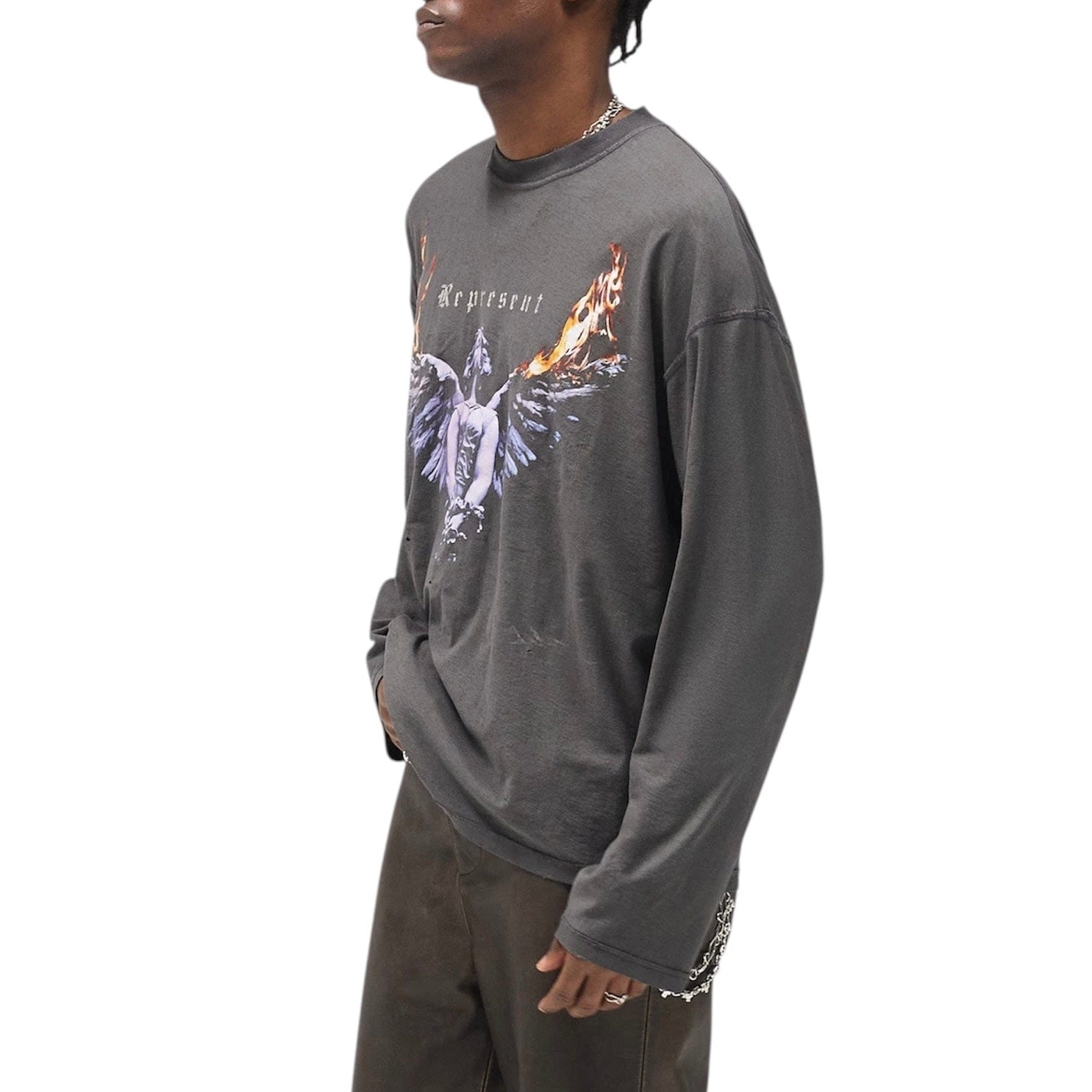 Represent Reversible Living Legacy Tour Long Sleeve T Shirt (Sun Fade Grey)