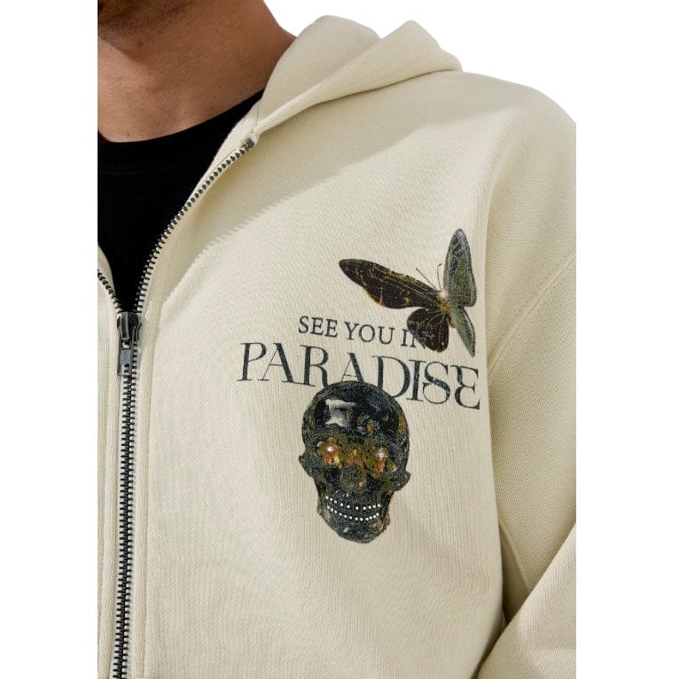 See You In Paradise Butterfly Effect Zip Up Hoodie (Cream) 8267H