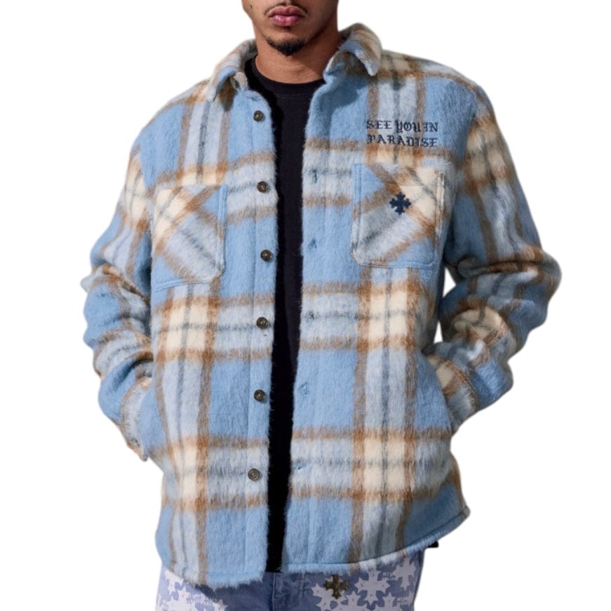 See You In Paradise Embroidered Shacket (Carolina Blue) 2570