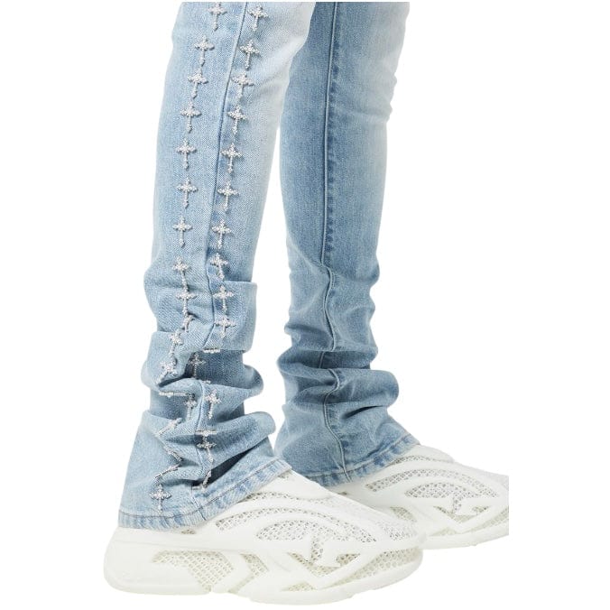 Guapi Crosses Embellished Denim (Vintage Blue)