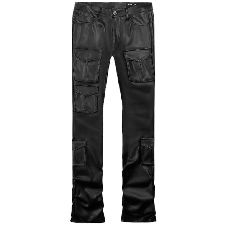 Smoke Rise Vegan Leather Stacked Utility Pants (Black) WP23685