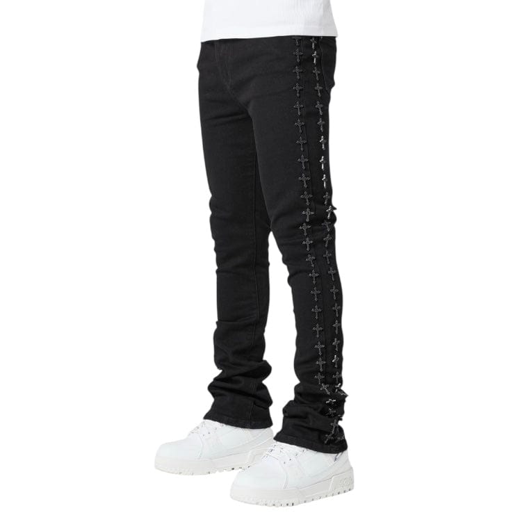 Guapi Crosses Embellished Denim (All Black)