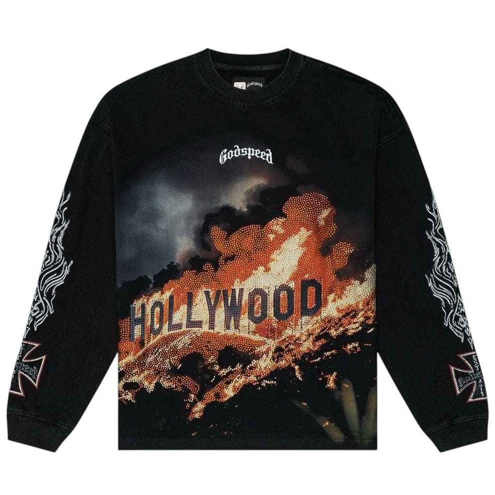 Godspeed Hollywood Inferno LS T Shirt (Black Wash)