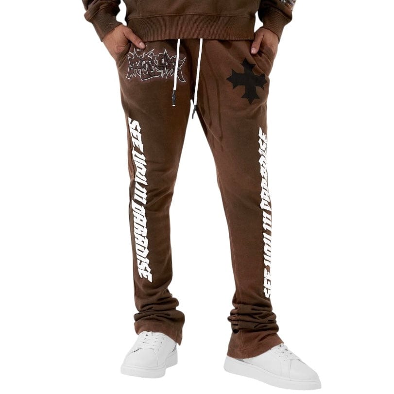 See You In Paradise The Reaper Stacked Sweatpants (Brown) 8641L