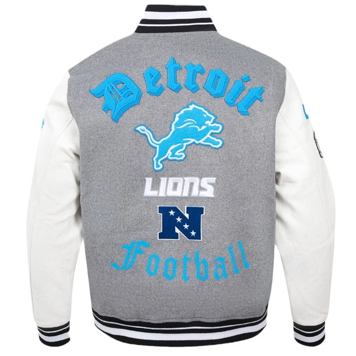 Pro Standard Detroit Lions Old English Varsity Jacket (Heather/White/Black)