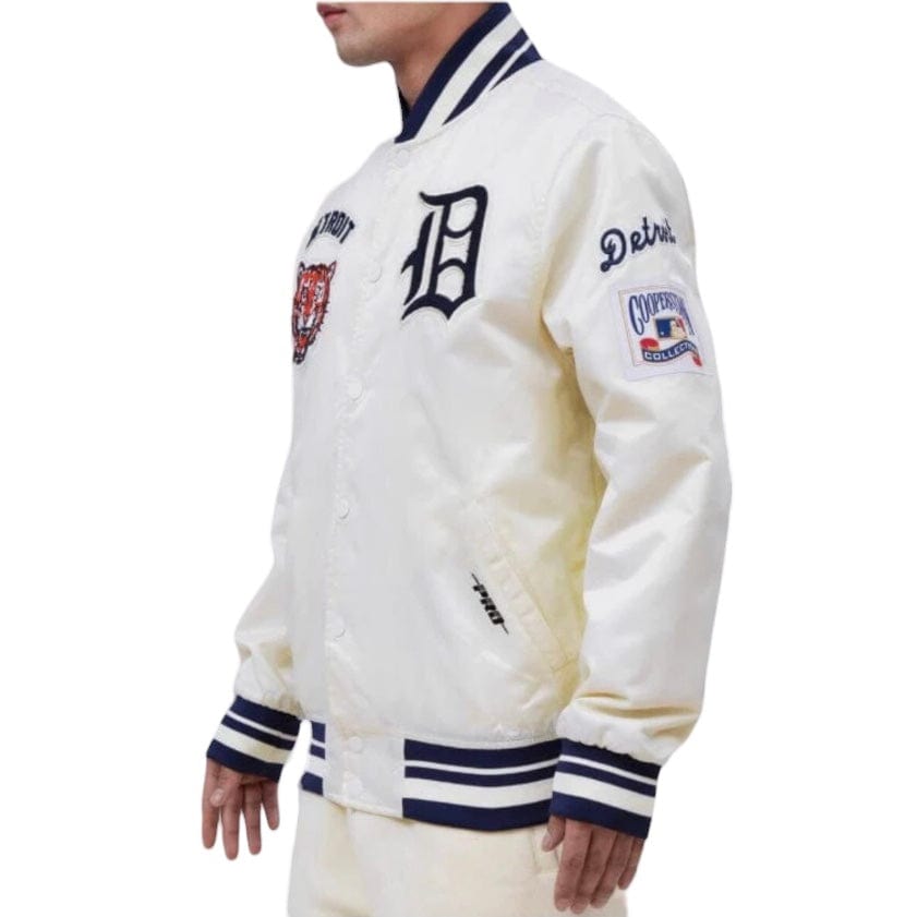 Pro Standard Detroit Tigers Retro Classic Rib Satin Jacket (Eggshell/Navy)