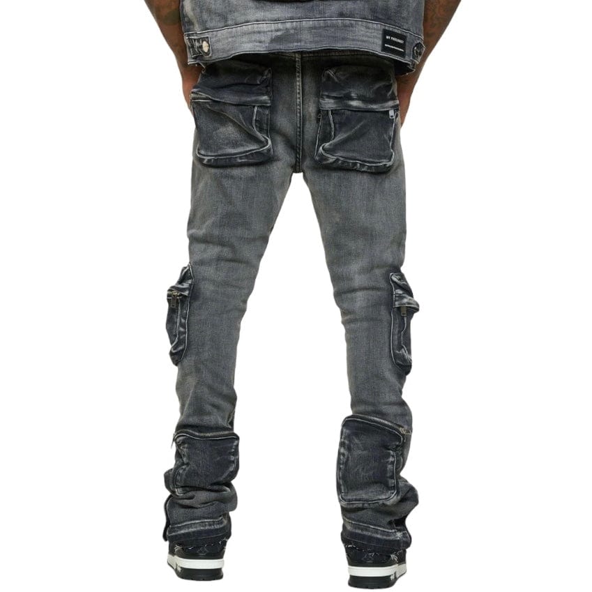 Pheelings "Journey To Greatness" Cargo Flare Stacked Denim (Black)