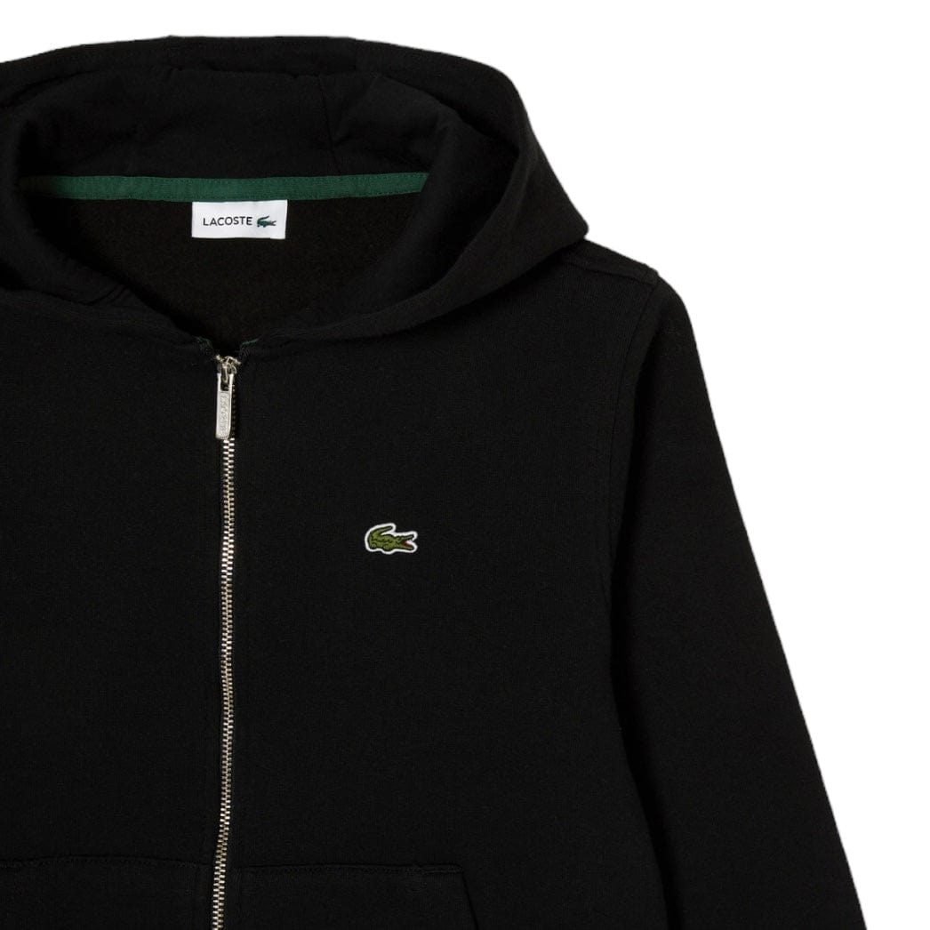 Kids Lacoste Kangaroo Pocket Zip-Up Hoodie (Black) SJ9723-51