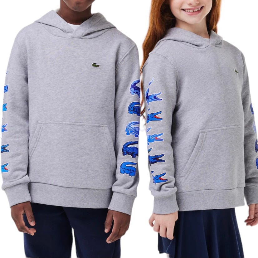 Kids Lacoste Contrast Crocodile Hoodie (Grey Chine) SJ1241-51