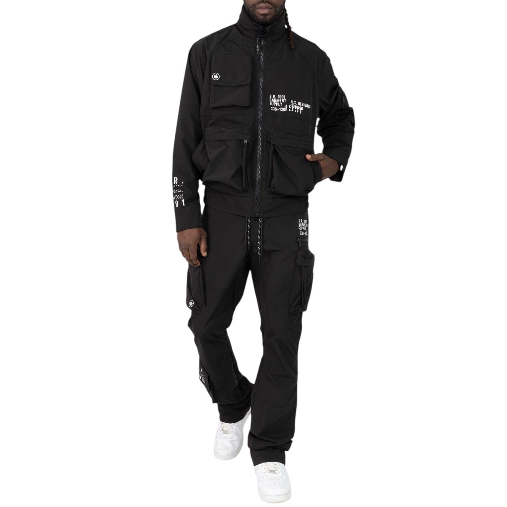 Smoke Wise Utility Windbreaker Set (Black)