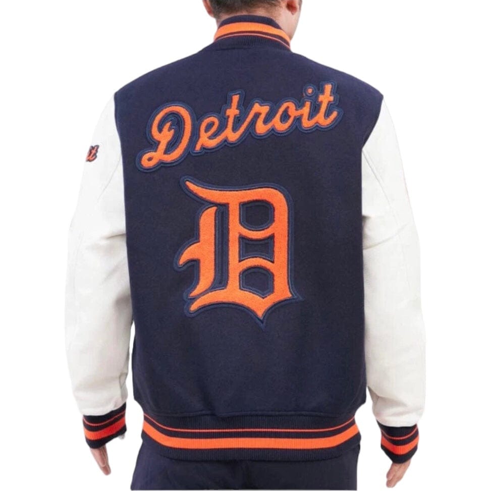 Pro Standard Detroit Tigers Retro Classic Rib Wool Varsity Jacket (Navy/Orange)