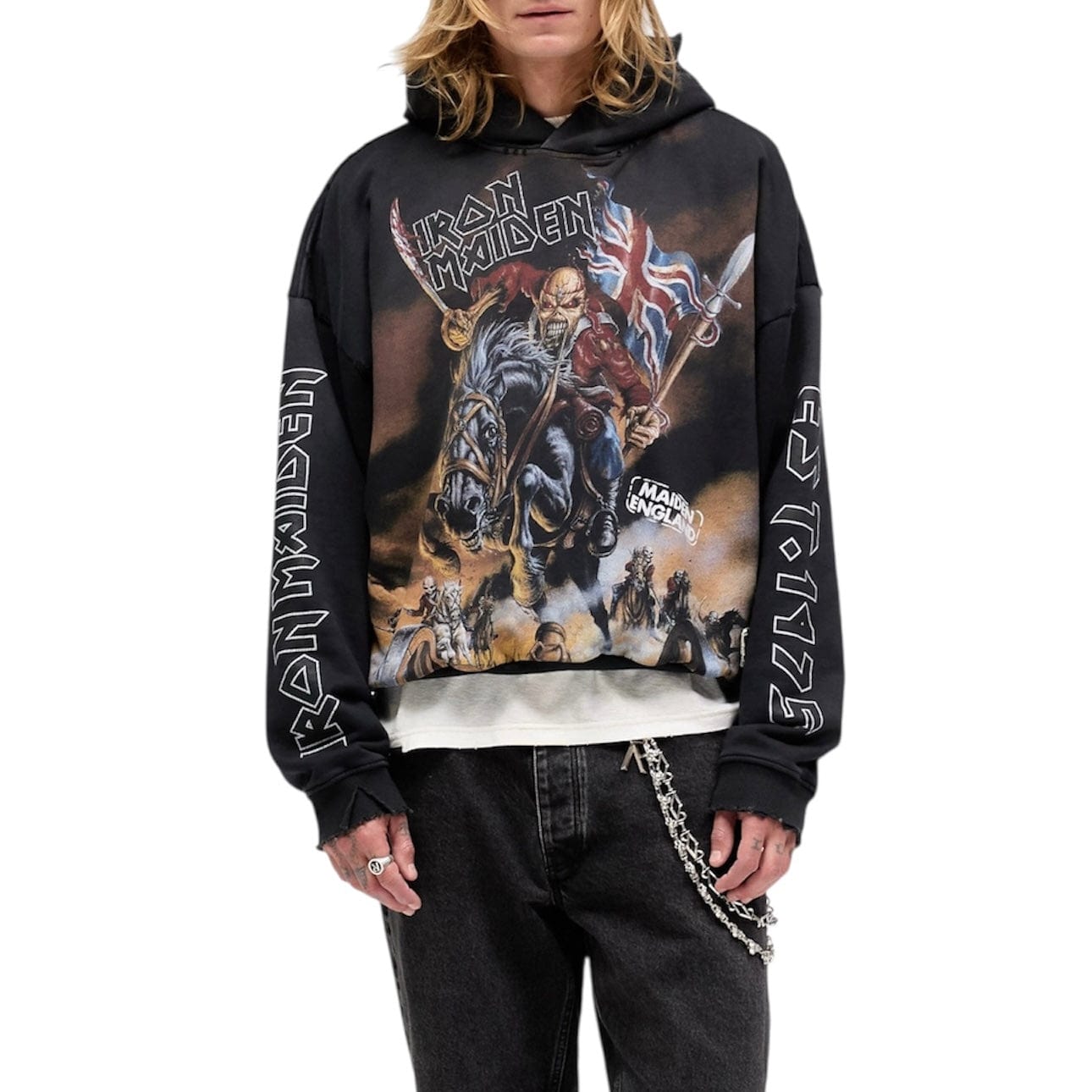 Represent X Iron Maiden Steed Hoodie (Stained Black)
