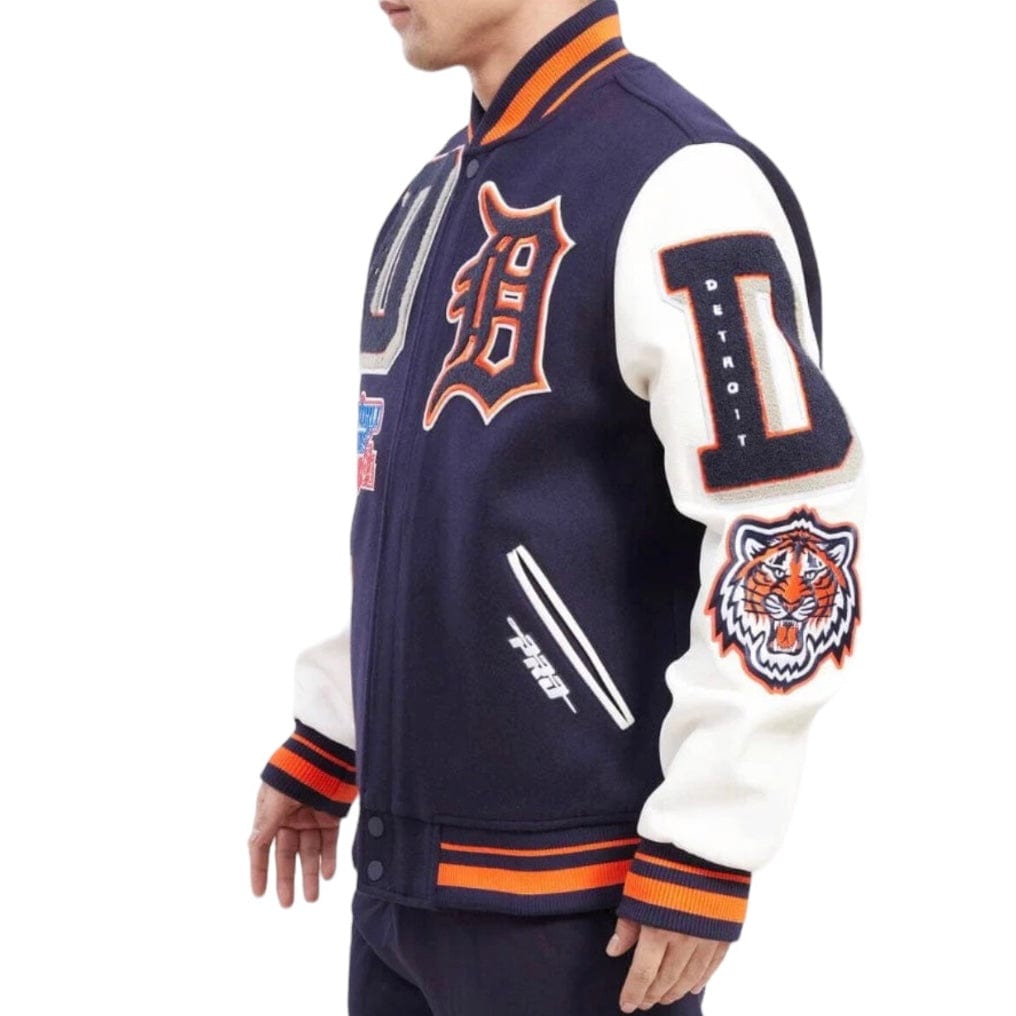 Pro Standard Detroit Tigers Mash Up Logo Varsity Jacket (Midnight Navy/White)