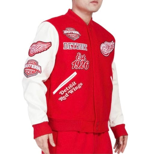 Pro Standard Detroit Red Wings Animal Print Wool Varsity Jacket (Red/White)