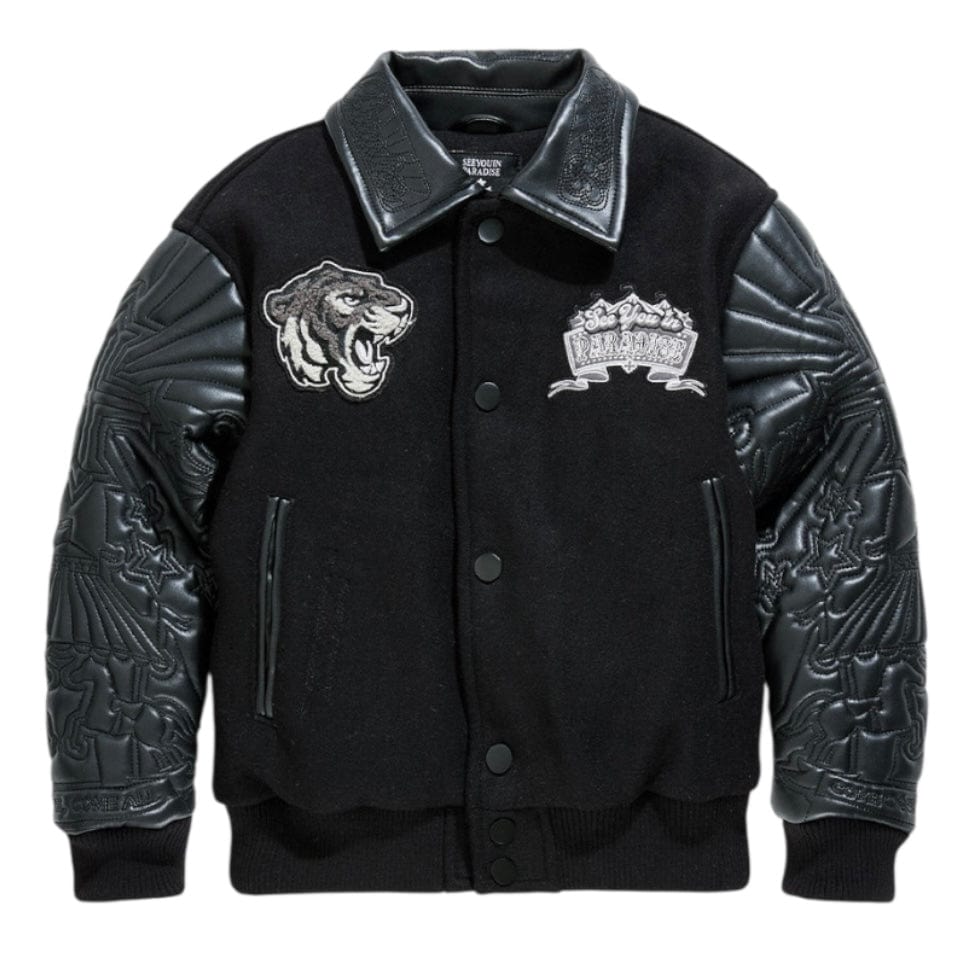 Kids See You In Paradise Smoke & Mirrors Varsity Jacket (Noir) 91667K