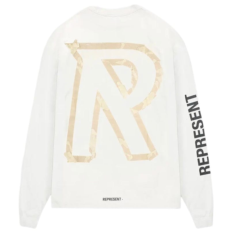 Represent Masking Tape Initial Long Sleeve T Shirt (Flat White) MLM4210-072