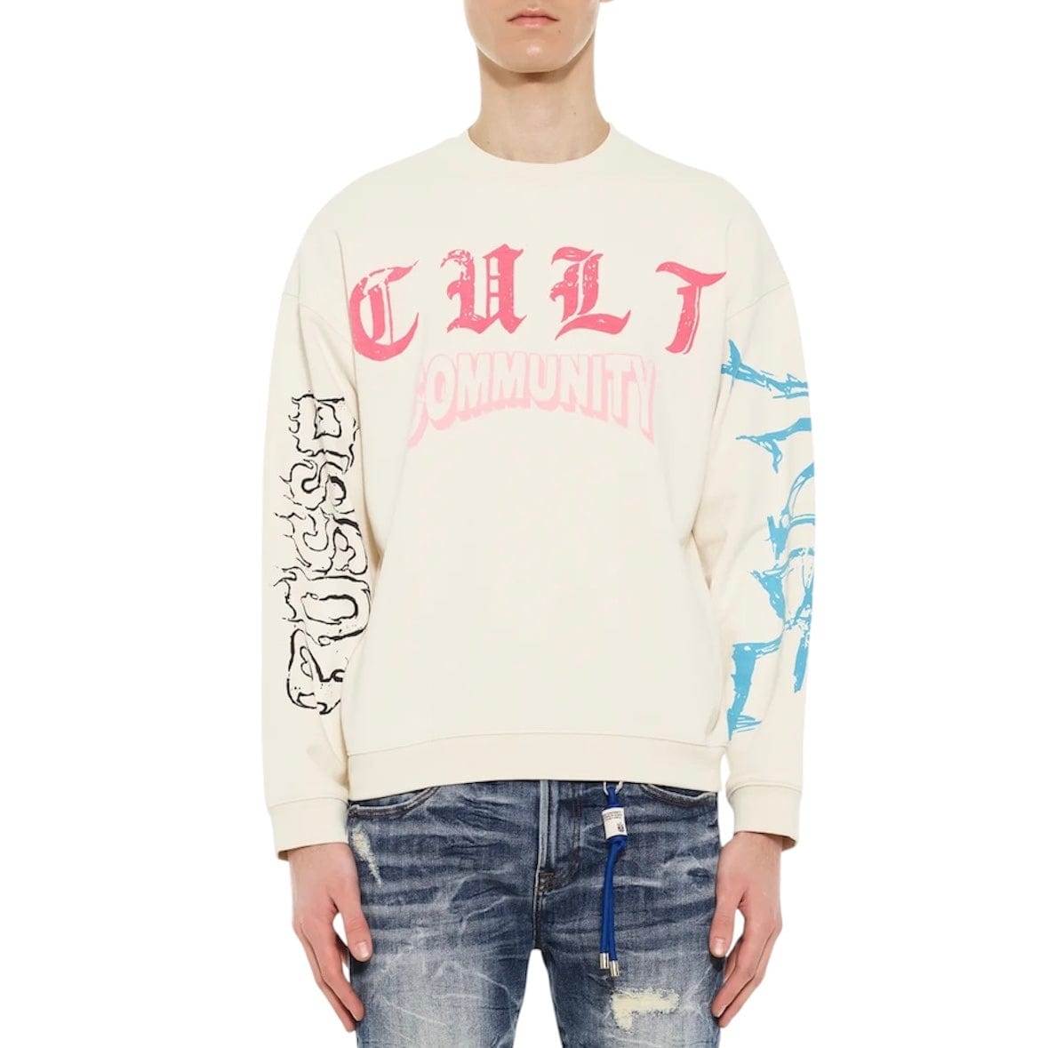Cult Of Individuality Novelty Flc Crew Sweatshirt (Winter White) 625B9-FC24A