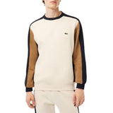 Lacoste Fleece Colorblock Jogger Sweatshirt (Off White/Brown/Navy) SH1299-51