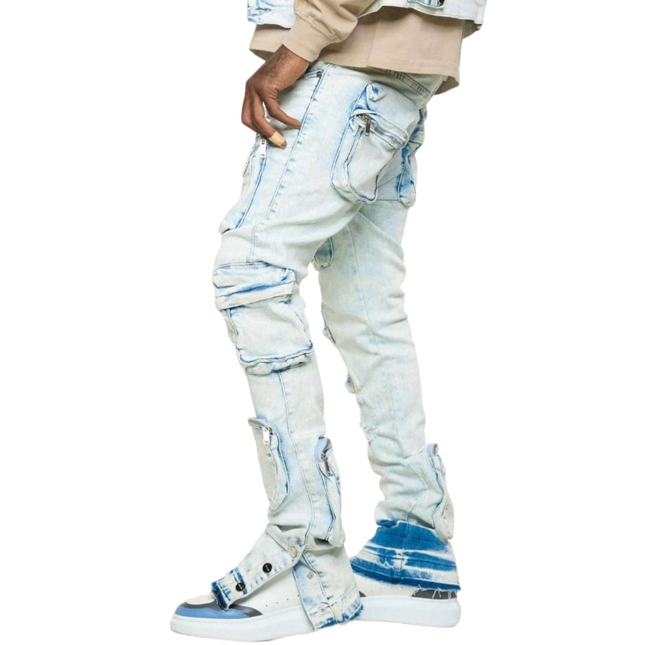 Pheelings "Journey To Greatness" Cargo Flare Stacked Denim (Light Blue)