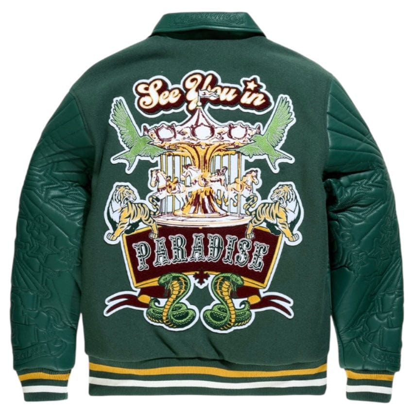See You In Paradise Smoke & Mirrors Varsity Jacket (Dark Green) 91667