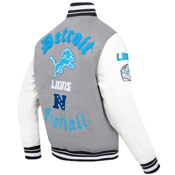 Pro Standard Detroit Lions Old English Varsity Jacket (Heather/White/Black)