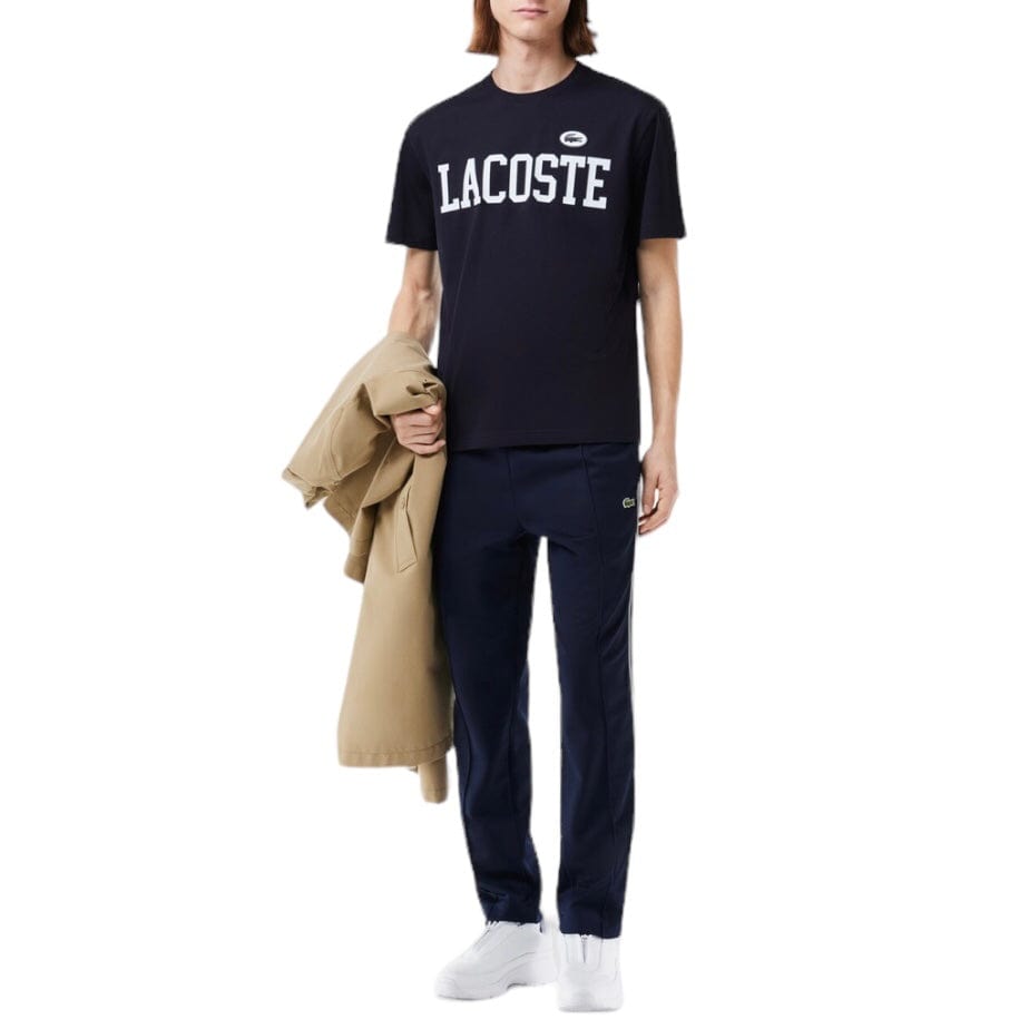 Lacoste Cotton Contrast Print & Badge Tee (Navy Blue) TH7411-51