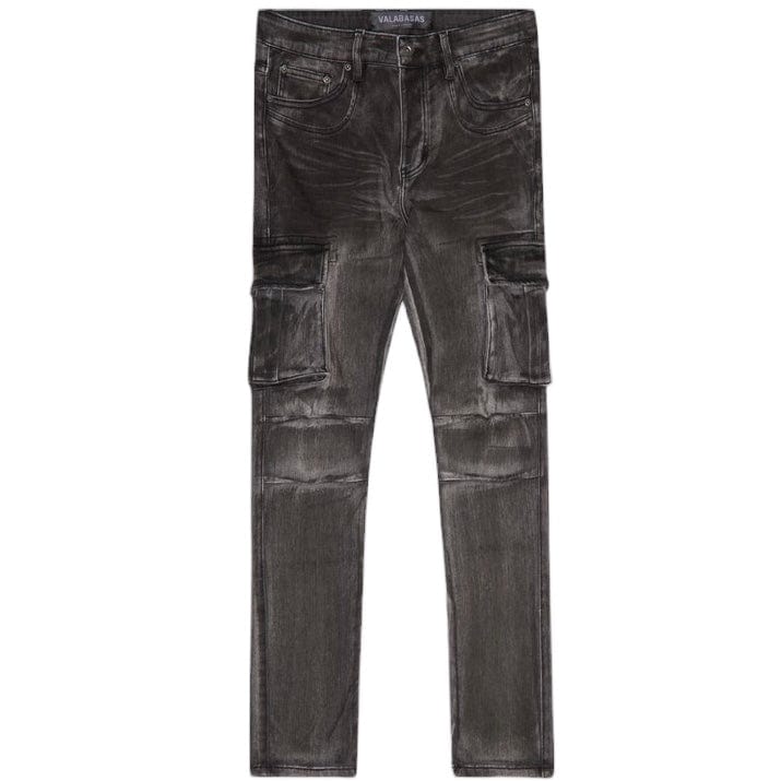 Valabasas "Broken" 4 Way Stretch Cargo Jean (Dirty Black) VLBS-VJ2-1013