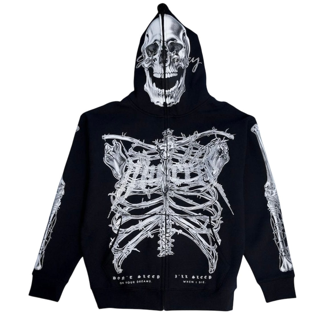 Hasta Muerte T2 Skull Zip Hoodie (Black)