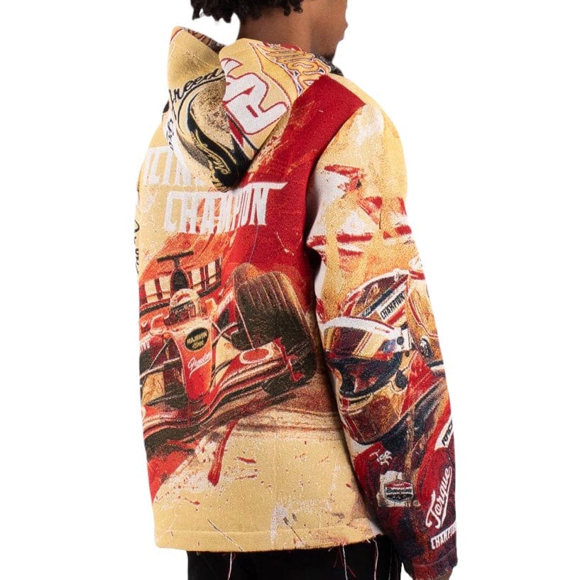 Majestik F1 Racer Tapestry Jacquard Long Sleeve Hoodie (Beige) TH2424