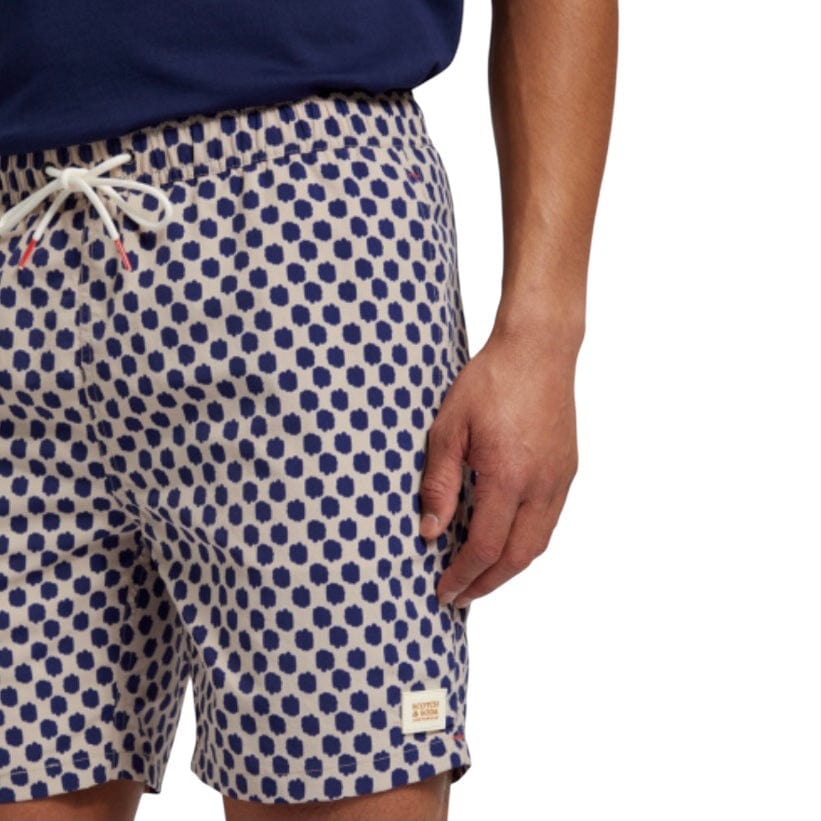 Scotch & Soda Mid Length All Over Print Swim Short (Polka Navy Blue) 175370