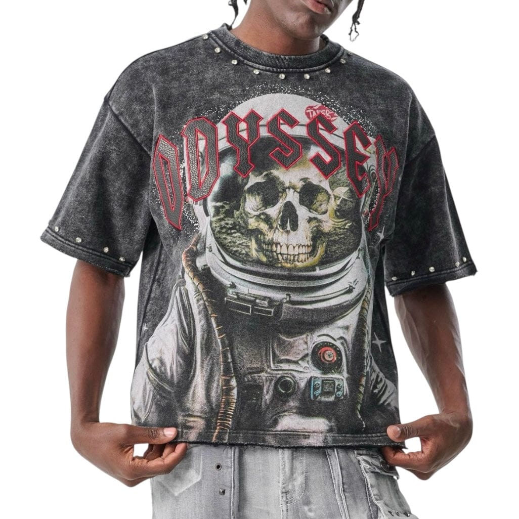 Taker Digital Print Cropped T Shirt (Black) T5202