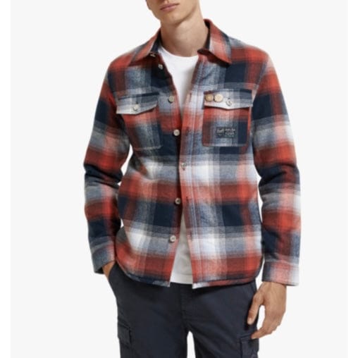 Scotch & Soda Teddy Lined Checked Overshirt (Blue Red Checked) 172898