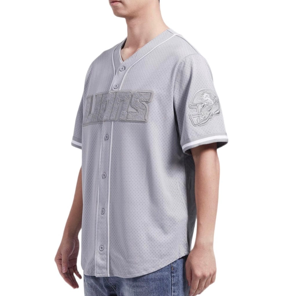 Pro Standard Detroit Lions Triple Tonal Mesh Button Down Shirt (Gray)