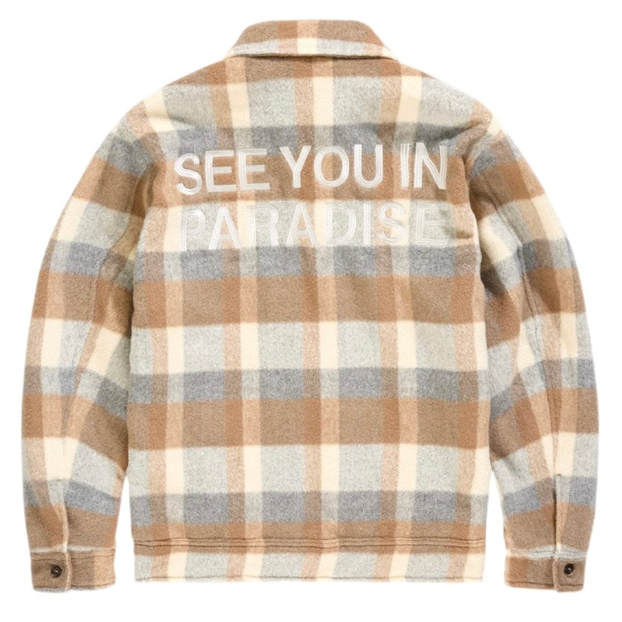 See You In Paradise Hooded Flannel Shacket (Khaki) 2568