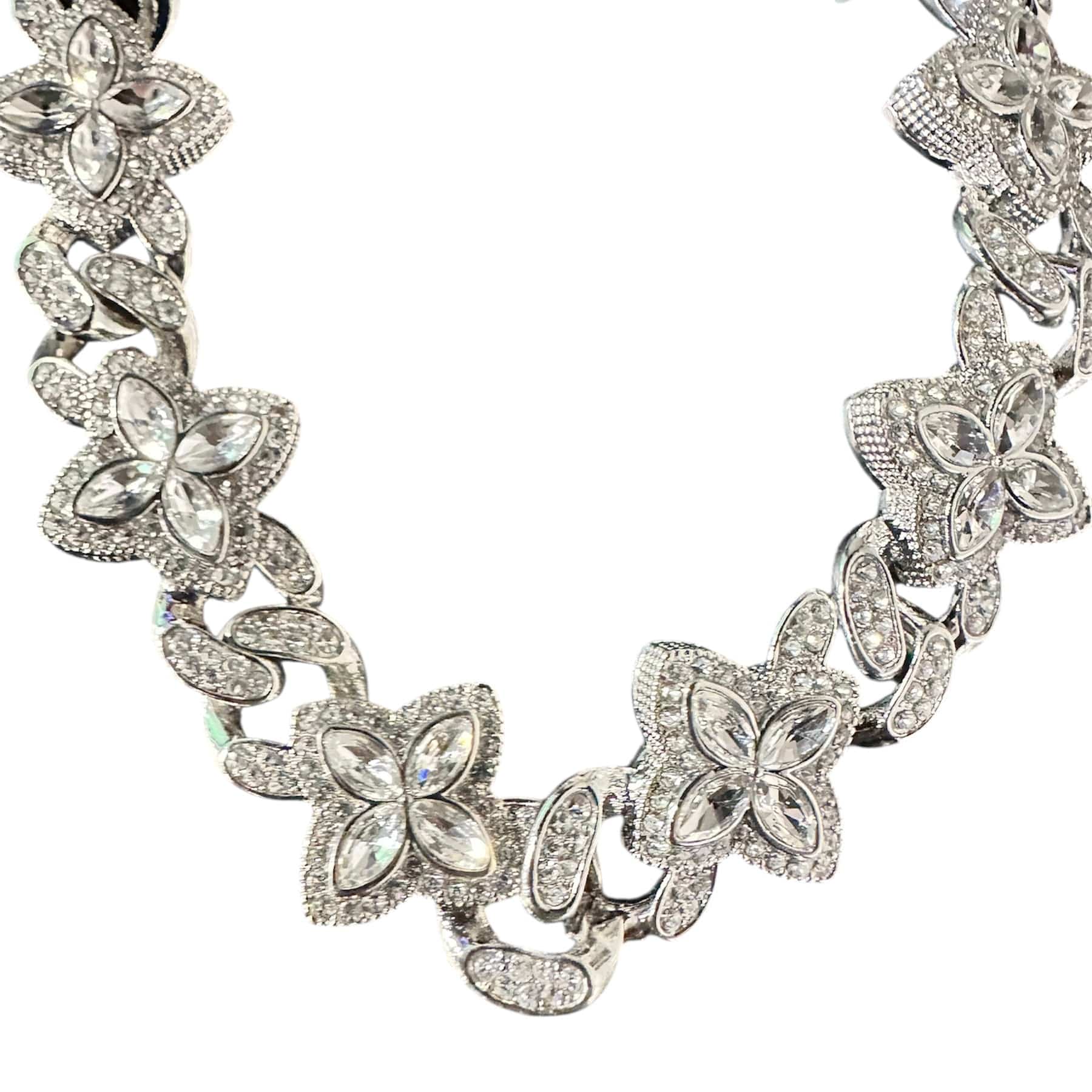 Jewelry Essentials Iced Clover Cuban Pant Chain 22" (Silver) BKC-141S