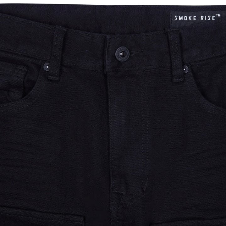 Smoke Rise Stacked Utility Pocket Twill Pants (Jet Black) JP23539